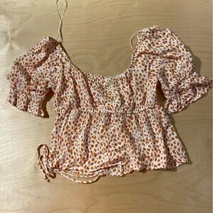 URBAN Romantics White and Orange Patterned Blouse Small (EA)